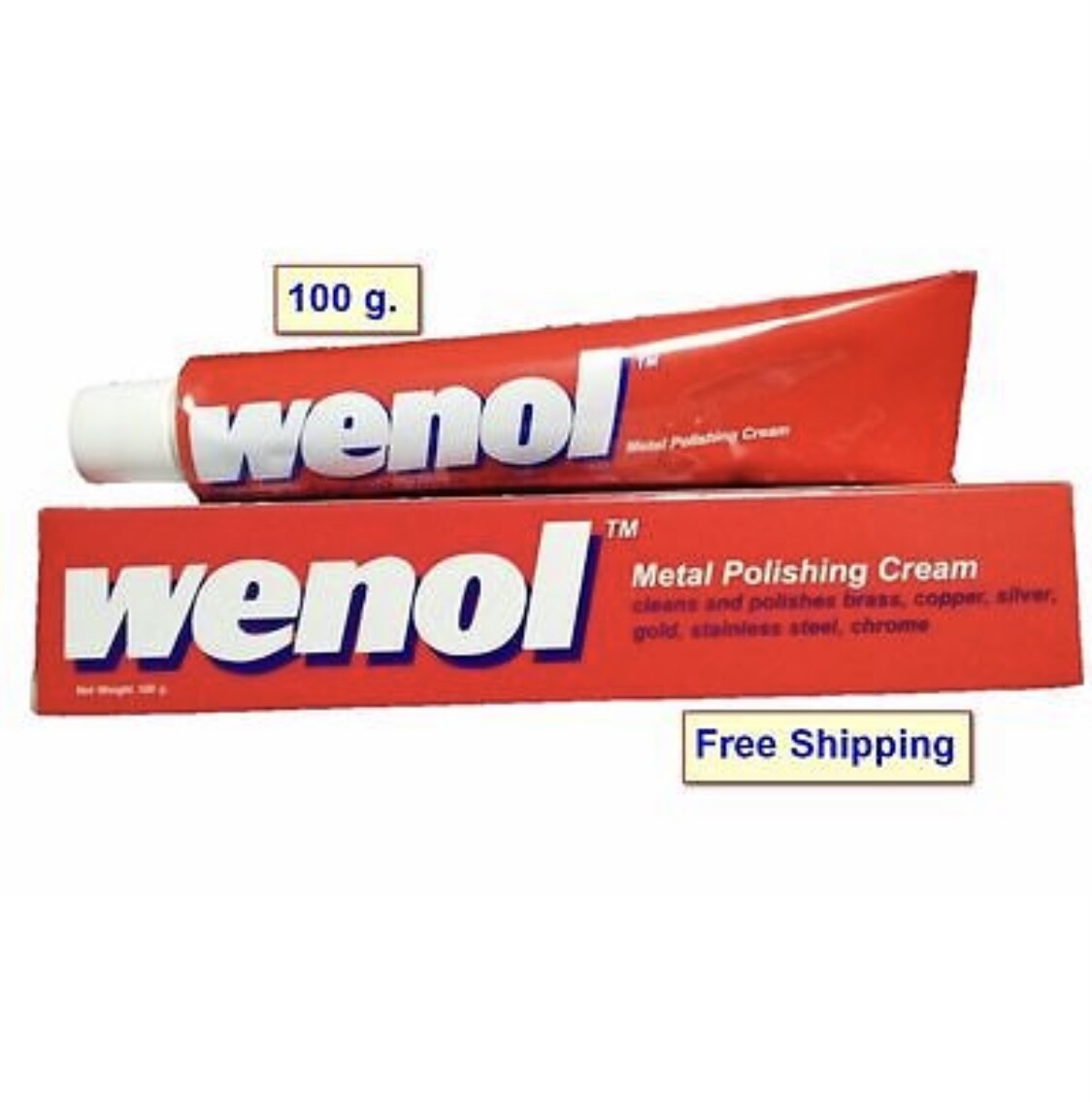1 tube WENOL METAL POLISH CLEANER ALL FOR BRASS COPPER STAINLESS STEEL TUBE 100G
