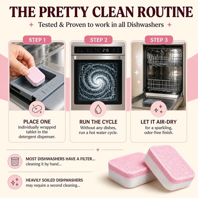 Deep Cleaning Dishwasher Tablets Heavy Duty Descaler Odor Eliminator Septic Safe