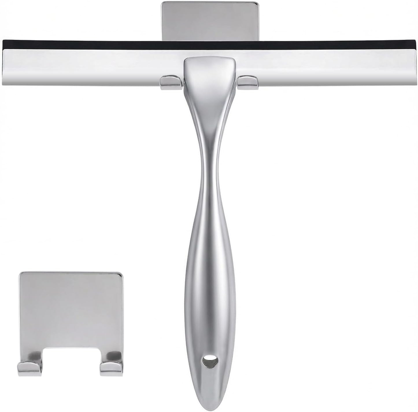 Shower Squeegee, 10-Inch Silver Squeegee, All-Purpose Stainless Steel Squeegee f
