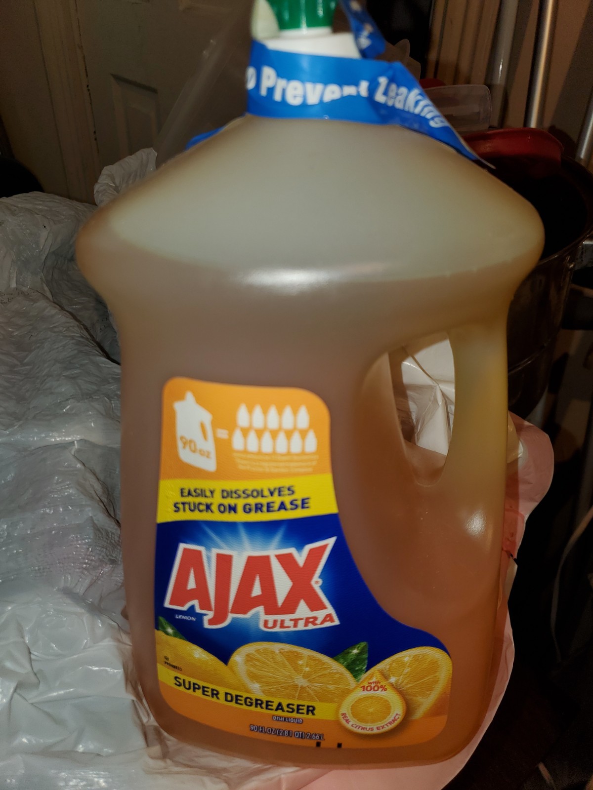 AJAX LEMON ULTRA with 100% SUPER DEGREASER DISH LIQUID 90 FL OZ (2.81 QT) 2.66L