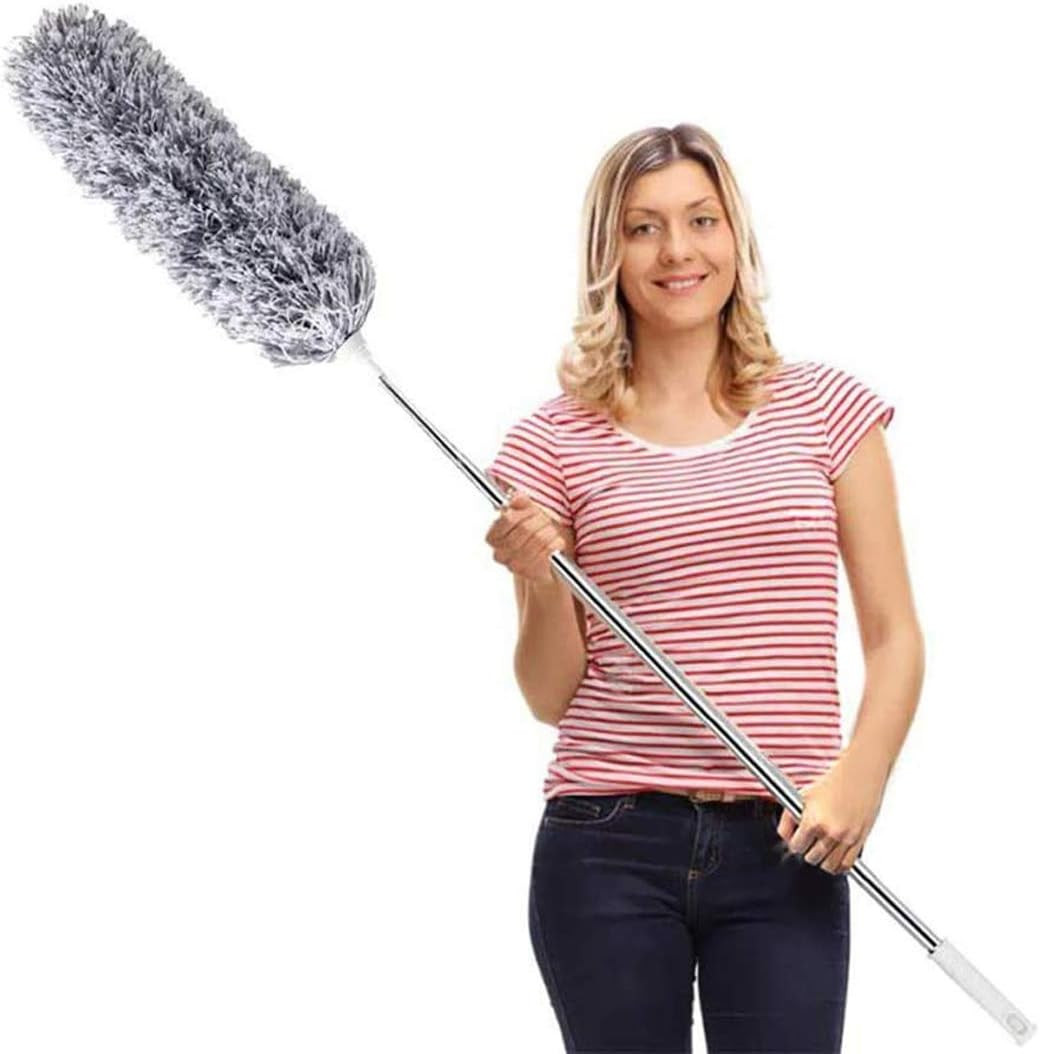 Feather Cleaning Duster with Handle Telescoping Extendable 100″ Extra Long Pole