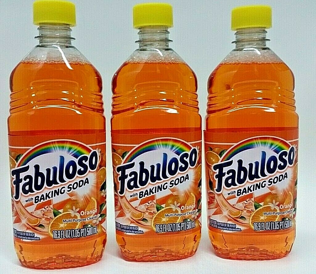3 Bottles x Fabuloso ORANGE w/ BAKING SODA All Purpose Cleaner 16.9 oz Ea Bottle