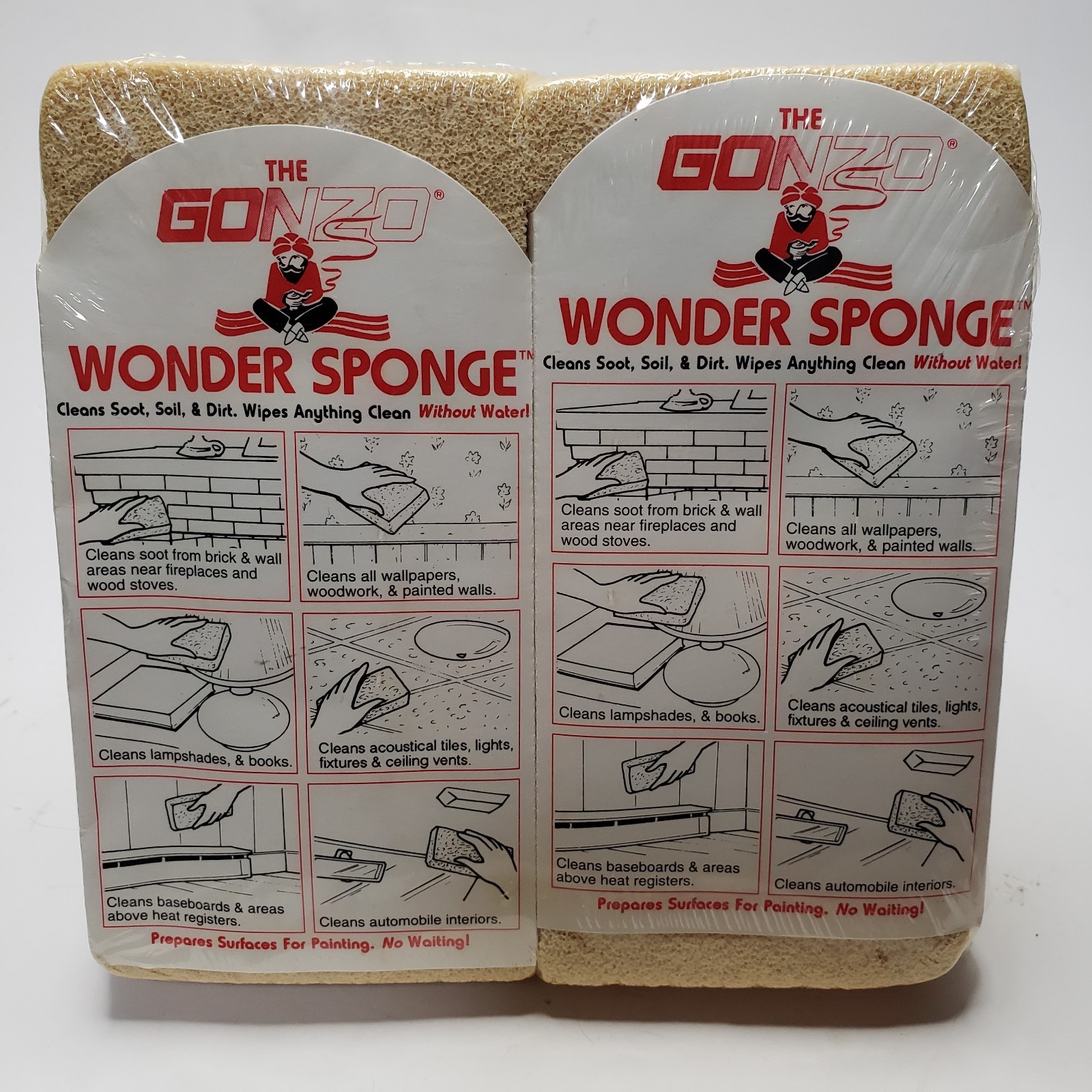 Pair The GONZO Wonder Sponge Waterless Original Sealed Packaging NEW Made In USA
