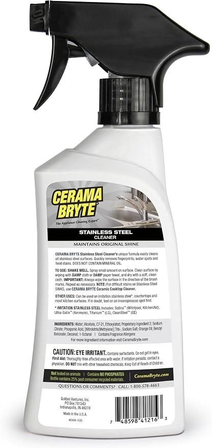 Cerama Bryte 40616 Stainless Steel Appliance Cleaner, 16-Fl. Oz. Trigger Spray