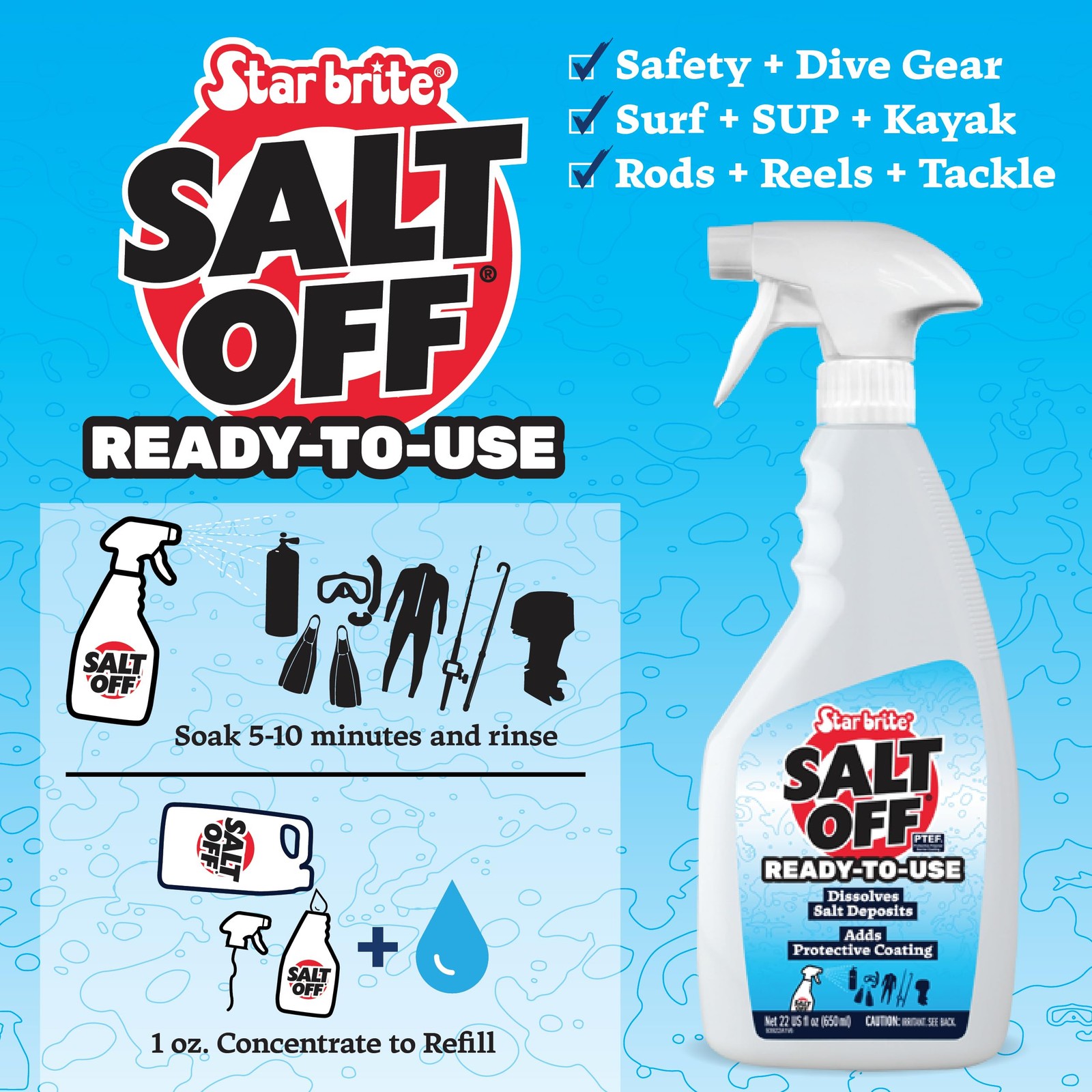 STAR BRITE Salt Off Ready-to-Use Spray – Salt Remover Wash – 22 OZ (093922)