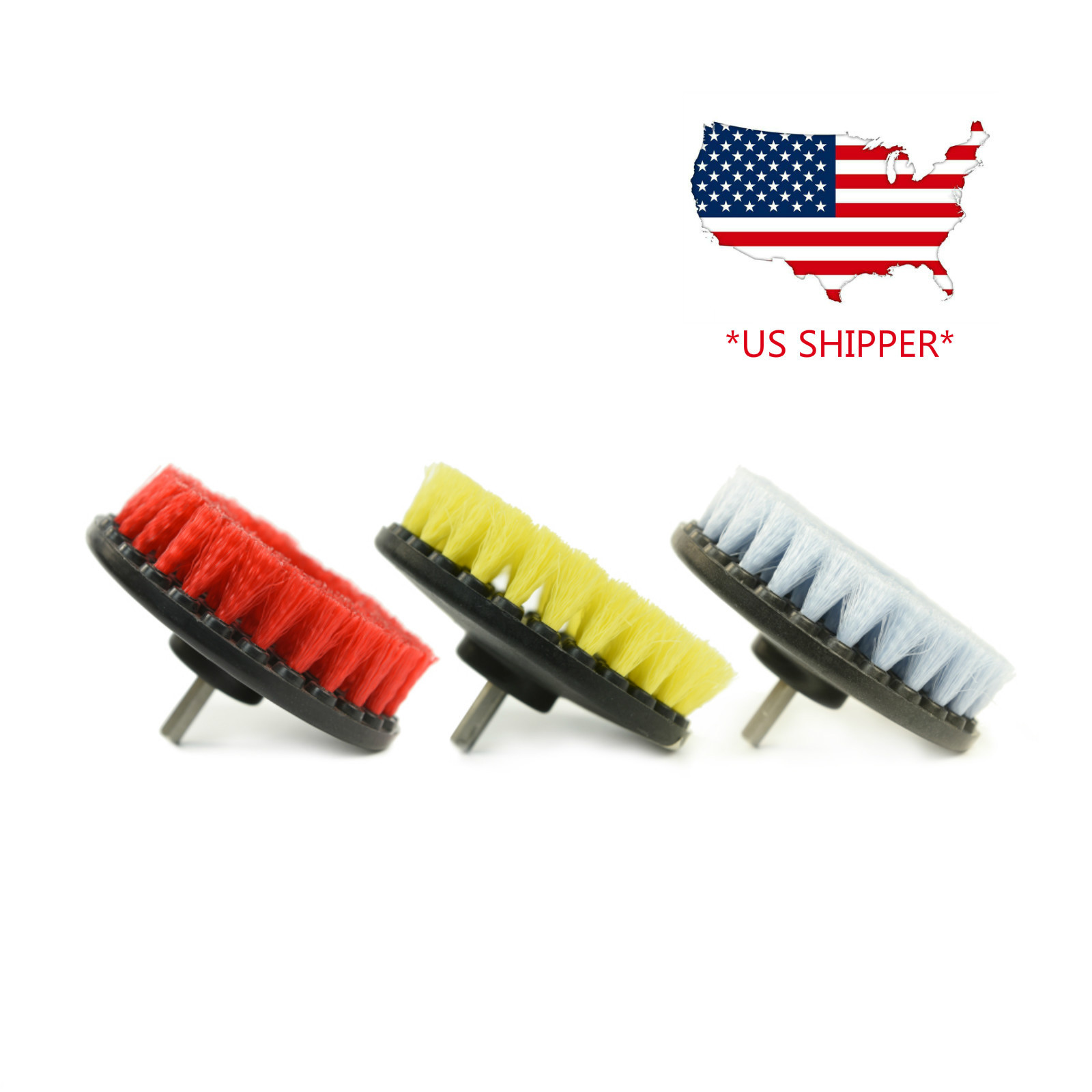 3 Pcs Carpet Mat 5″ Round Brush w/Power Drill Attachment (Soft, Medium, Heavy)