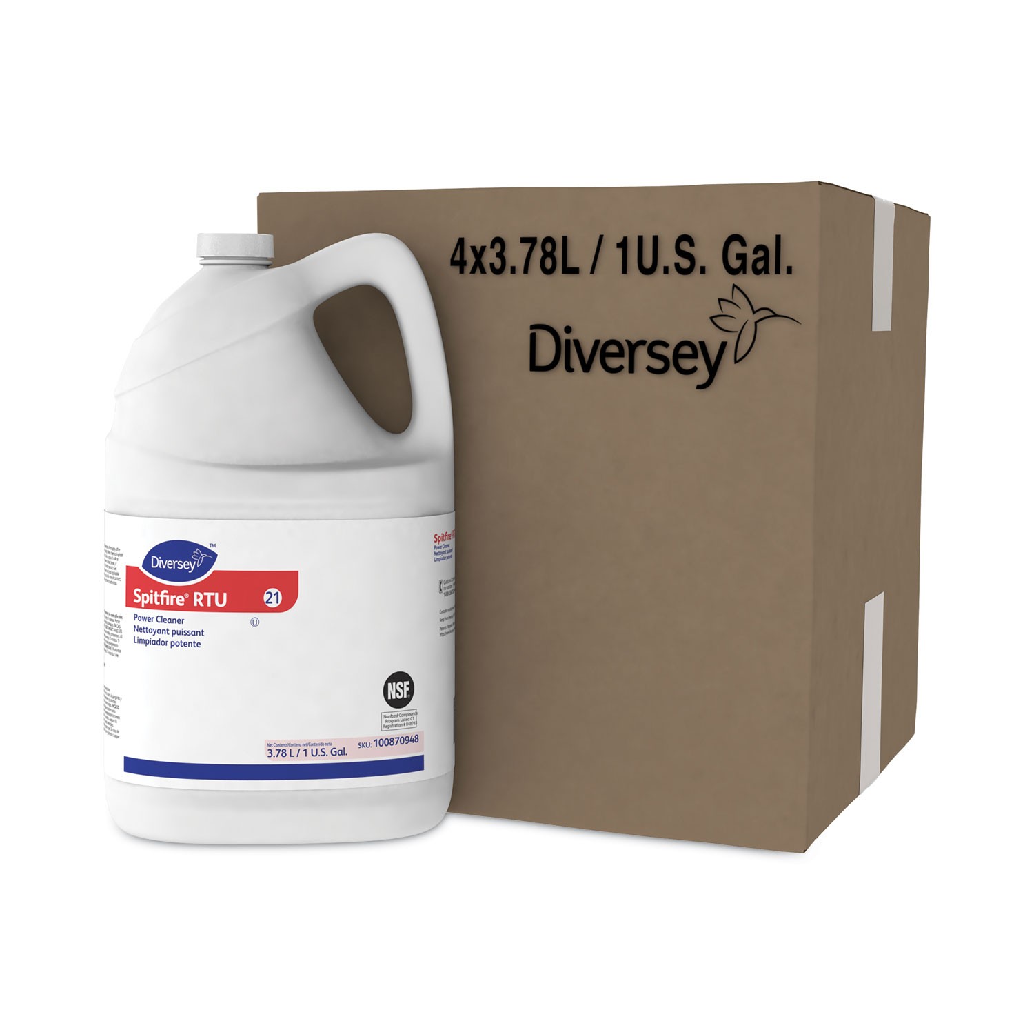 Diversey Spitfire Power Cleaner, Fresh Pine Scent, 3.78 L Container, 4/Carton