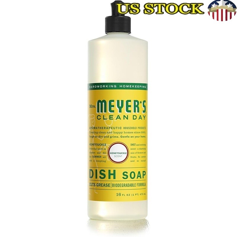 Biodegradable Liquid Dish Soap Honeysuckle Scent Grease Cutter Cruelty-Free 16oz