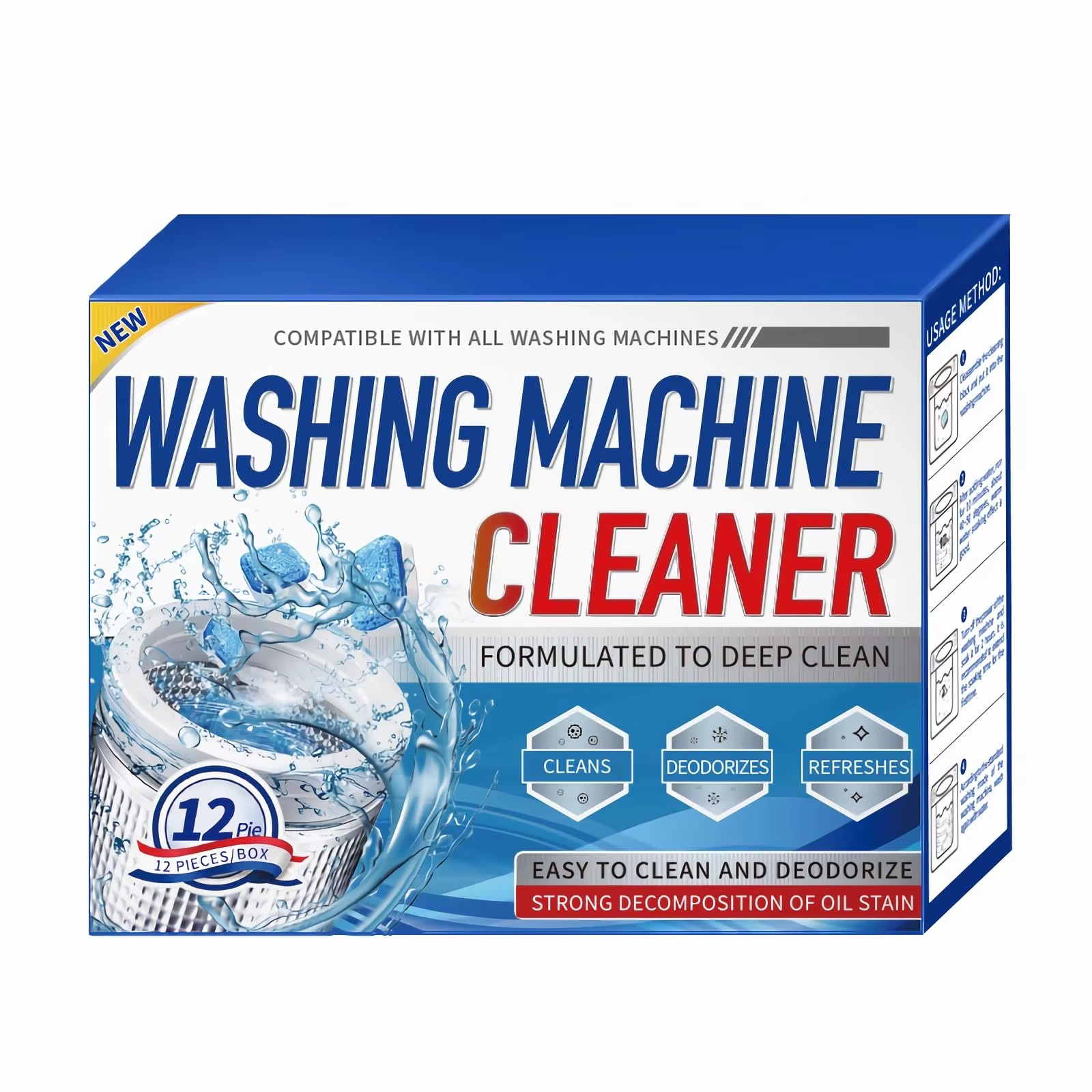 12/24Pcs Washing Machine Cleaner Tablets Penetrating Deep Clean Washer Cleaner T