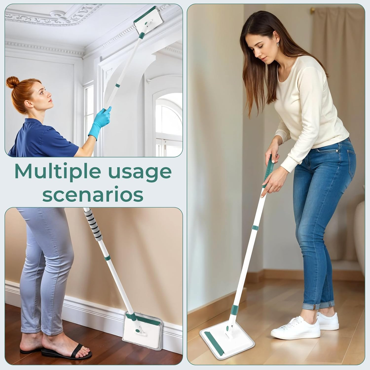 Baseboard Cleaner Tool with Handle, 60″ Extendable Long Handle Baseboard Cleaner