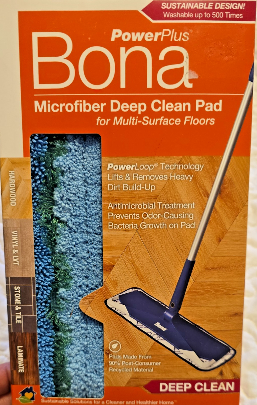 Bona AX0003495 Wet Microfiber Mop Pad 16.5 L in.