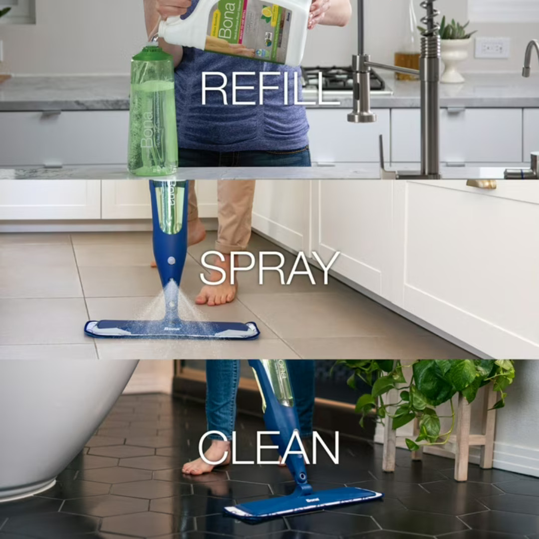 Bona Multi-Surface Floor Cleaner Refill, 128 fl oz, Lemon Mint, For Tile & Vinyl