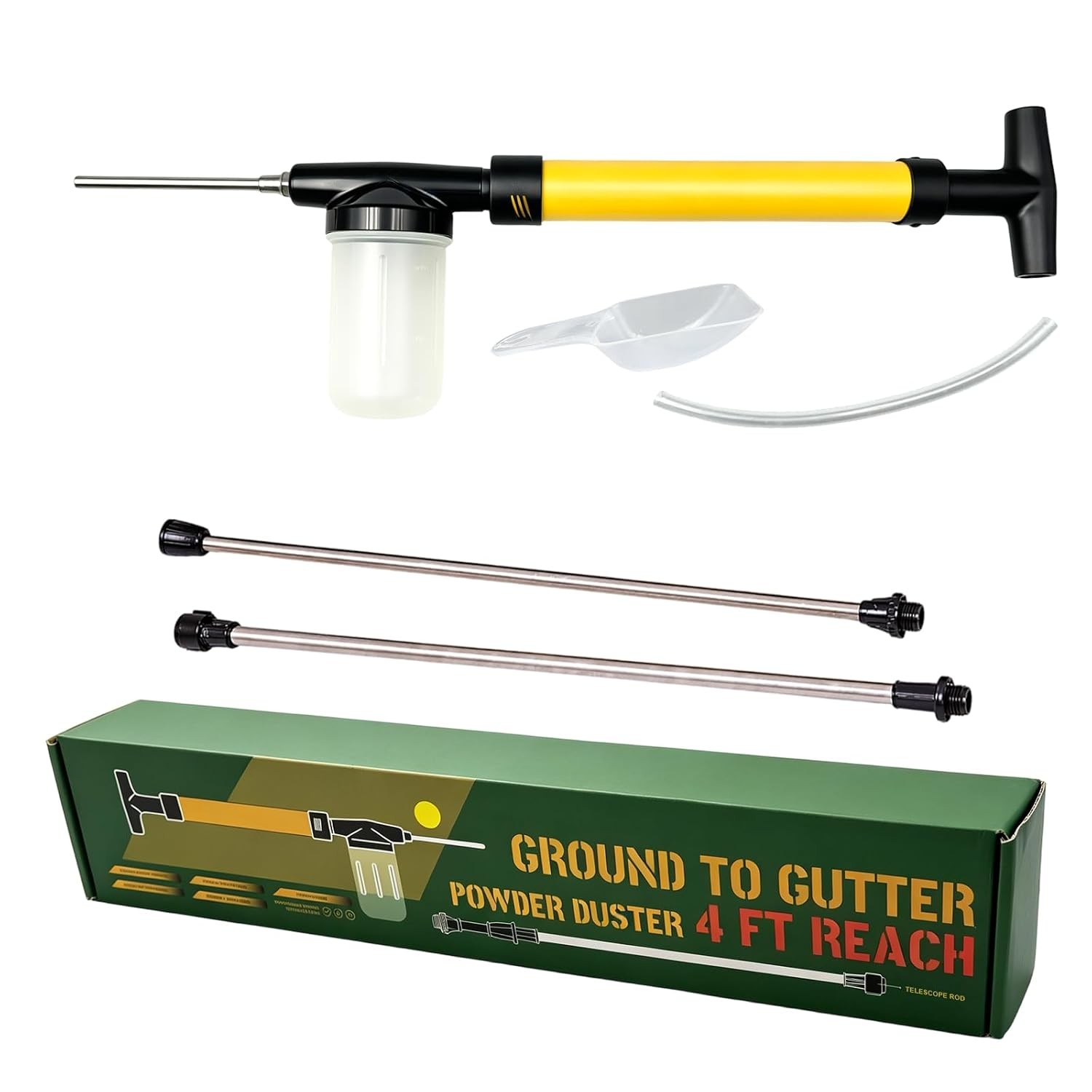 Diatomaceous Earth Powder Adjustable Duster Up to 4 FT Long Reach Powder Duster