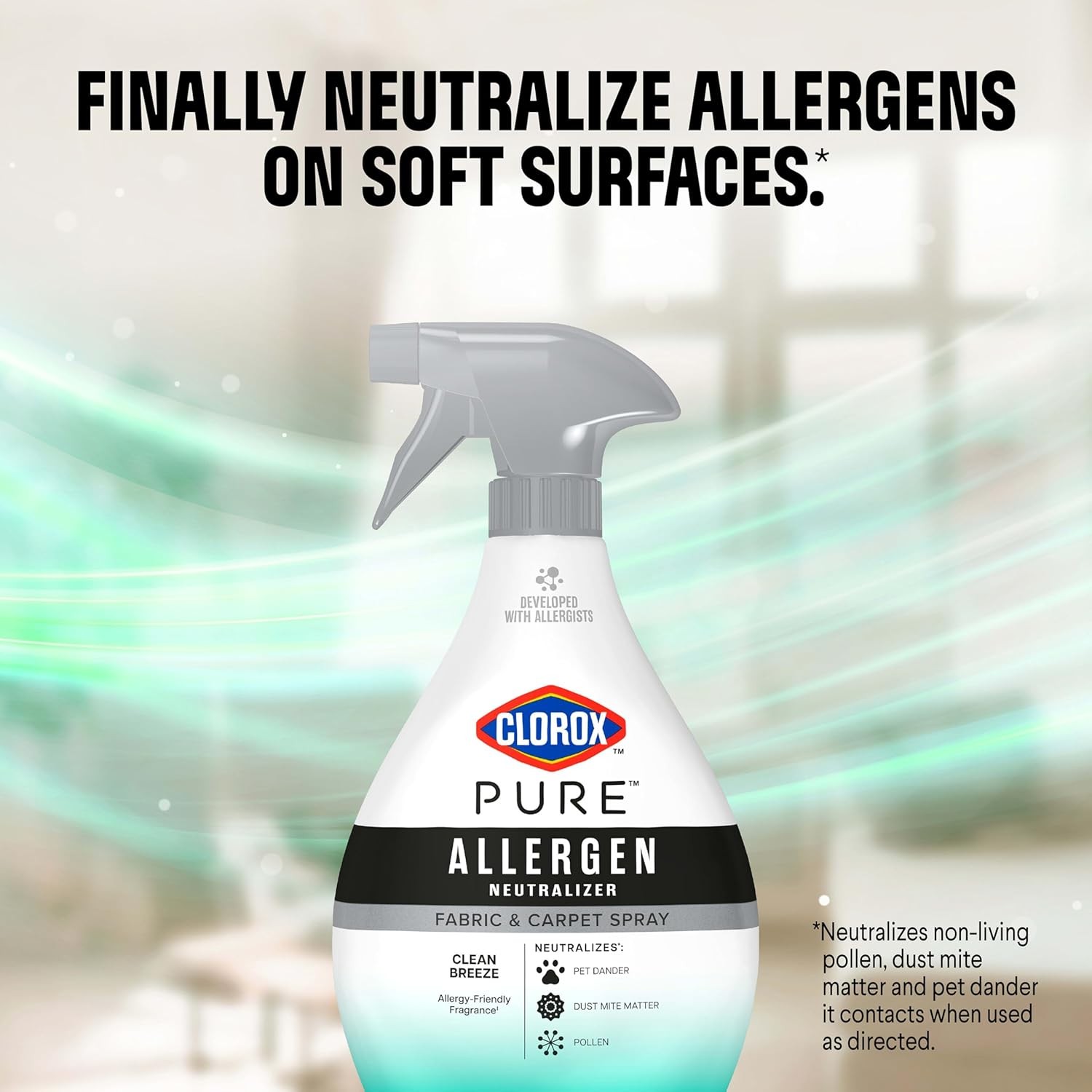 PURE Allergen Neutralizer Fabric and Carpet Spray, Clean Breeze, 26 Fluid Ounces