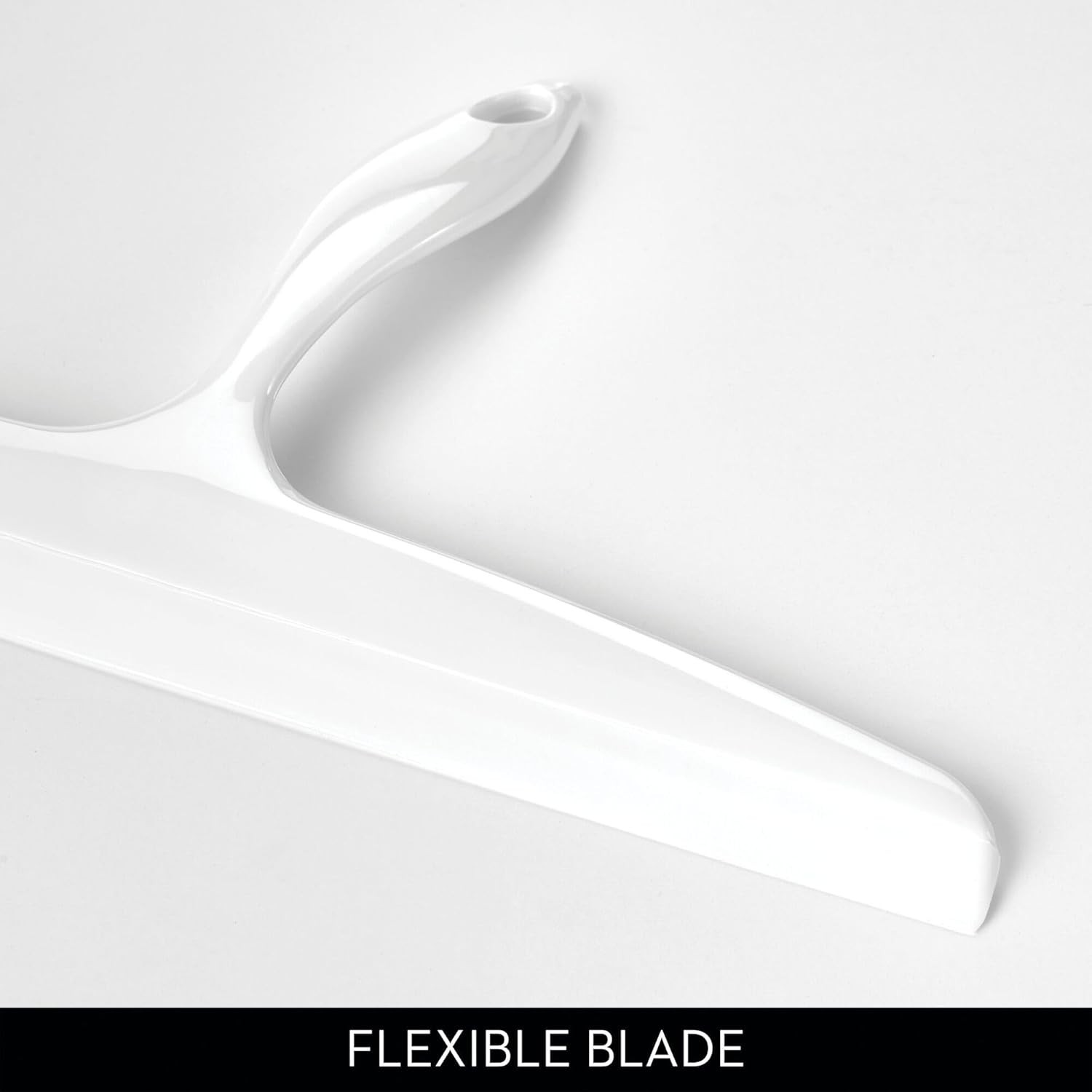 Bathroom Plastic Shower Squeegee, White | Wall Hook Included
