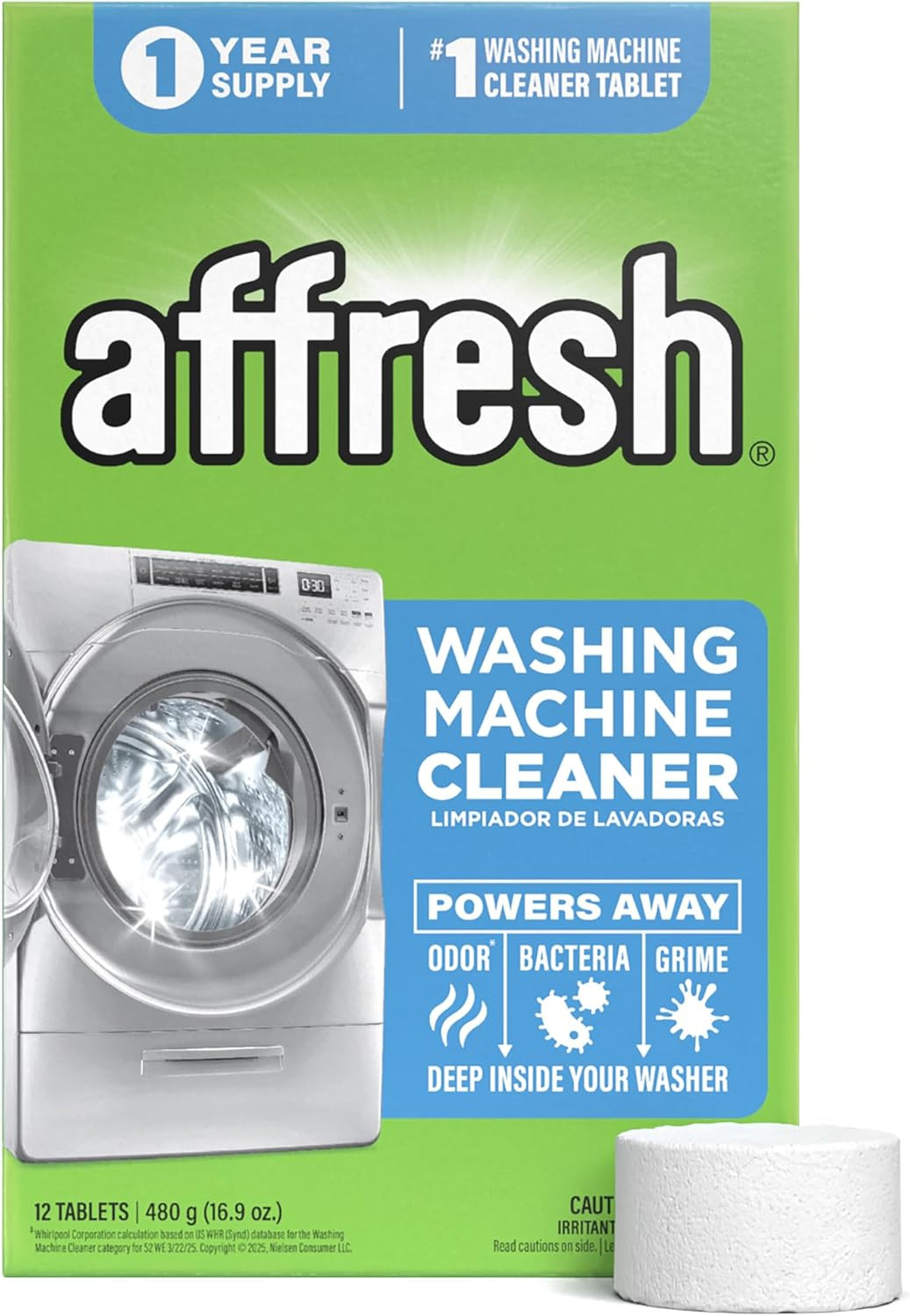Affresh Washing Machine Cleaner, Helps Power Away Odor Causing Bacteria & Grime