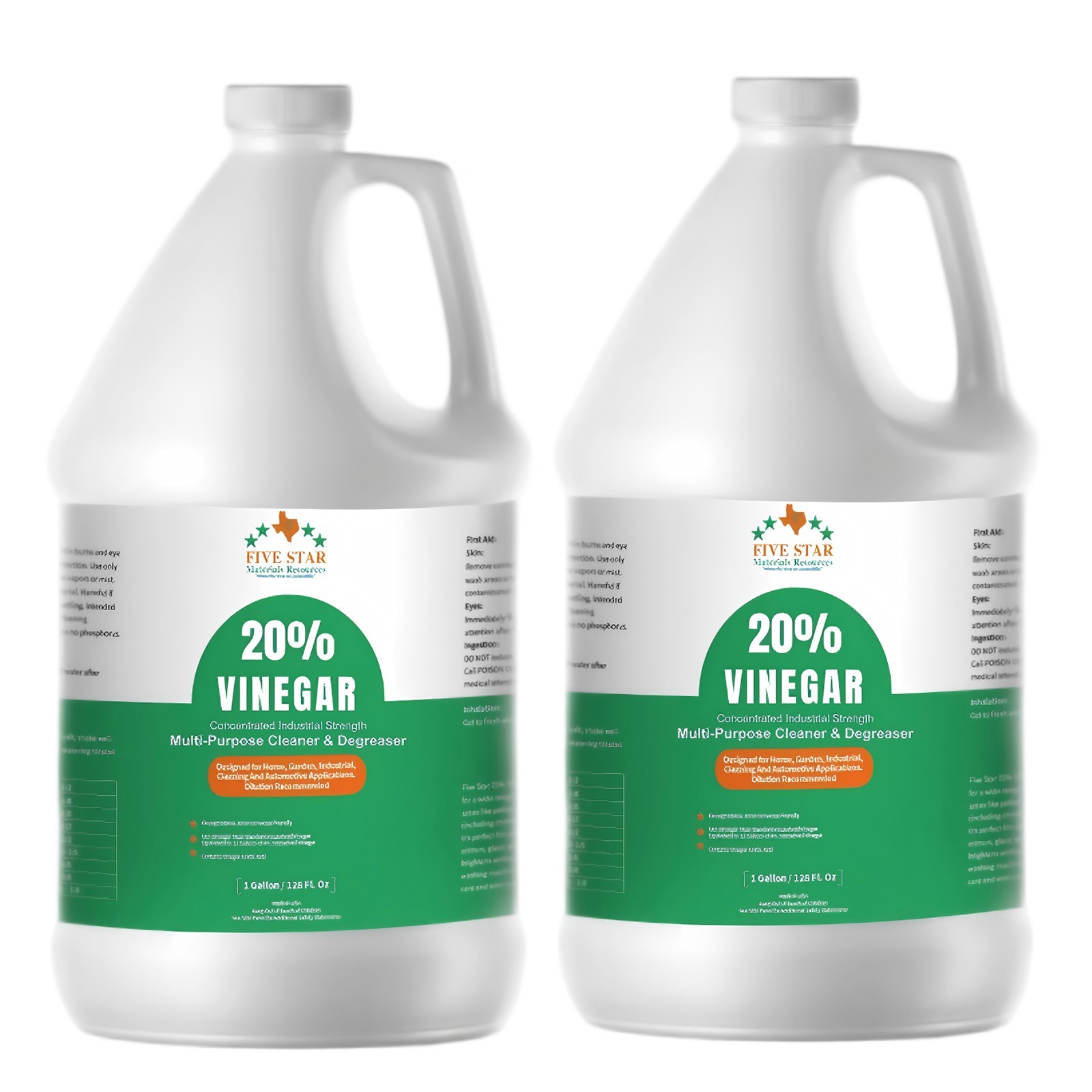 20% Concentrated Vinegar 2 Gallon Pure White Vinegar 5X Max Power Cleaning