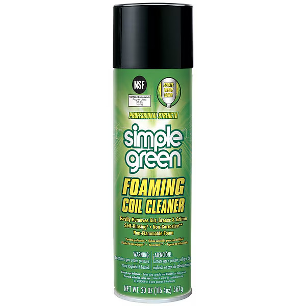 Simple Green 0110001213418 Foaming Coil Cleaner, 20 Oz Aerosol Can, White