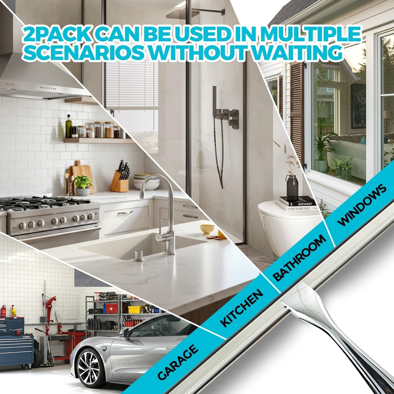 Stainless Steel All-Purpose Squeegee Shower Cleaner Doors Bathroom Windows Glass