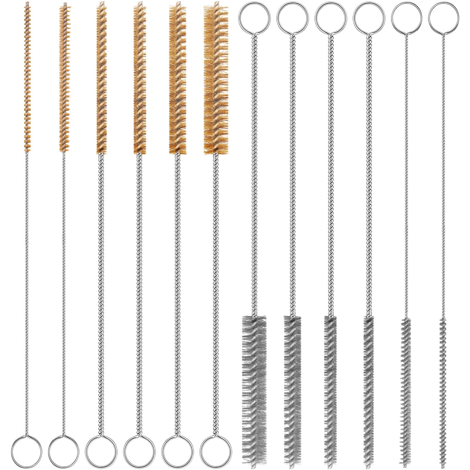 12-Pieces Brass Wire Brush Stainless Steel Wire Brush Set 12″ Long Wire Bottl…