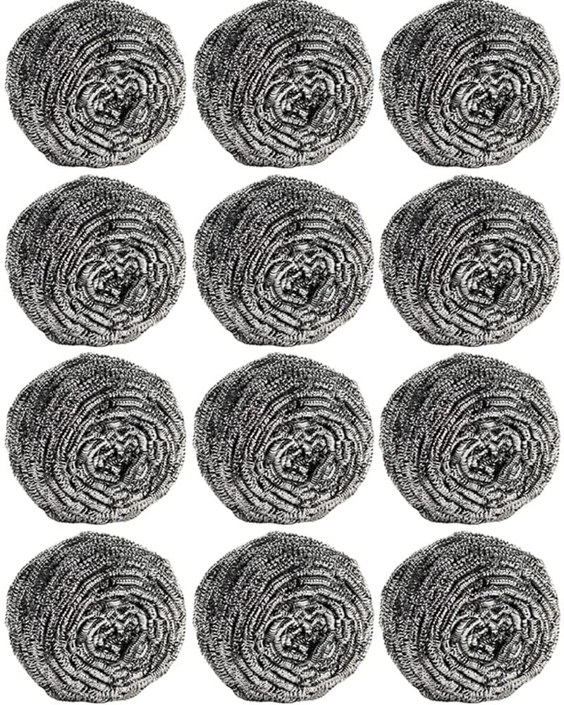 12Pcs Steel Wool Scrubber Pads for Cleaning Dishes, Pans, Pots, Ovens, Grills…