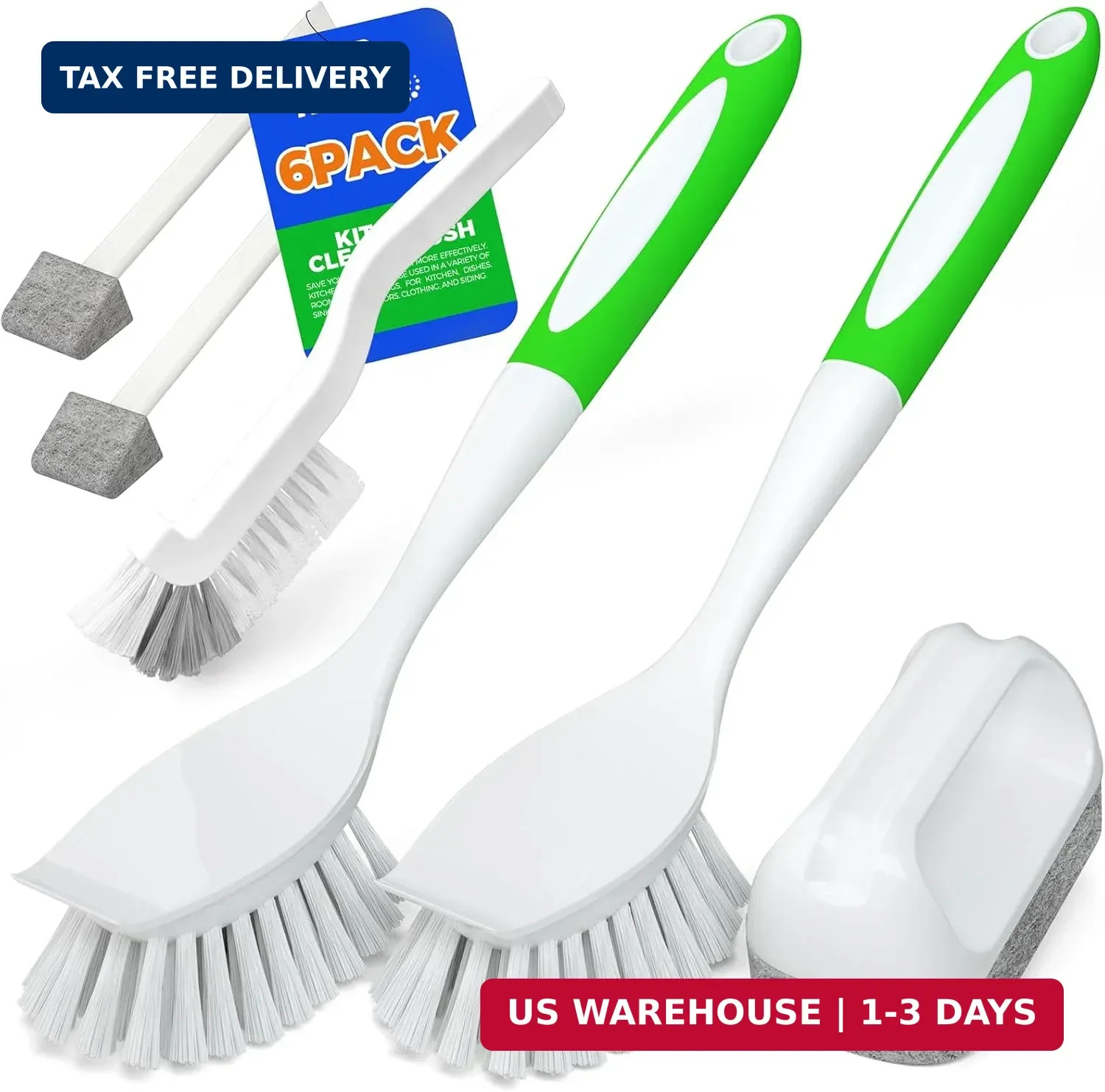 Holikme 6 Pack Dish Brush with Handle Kitchen Cleaning Brush Set for Pot, Pan, K
