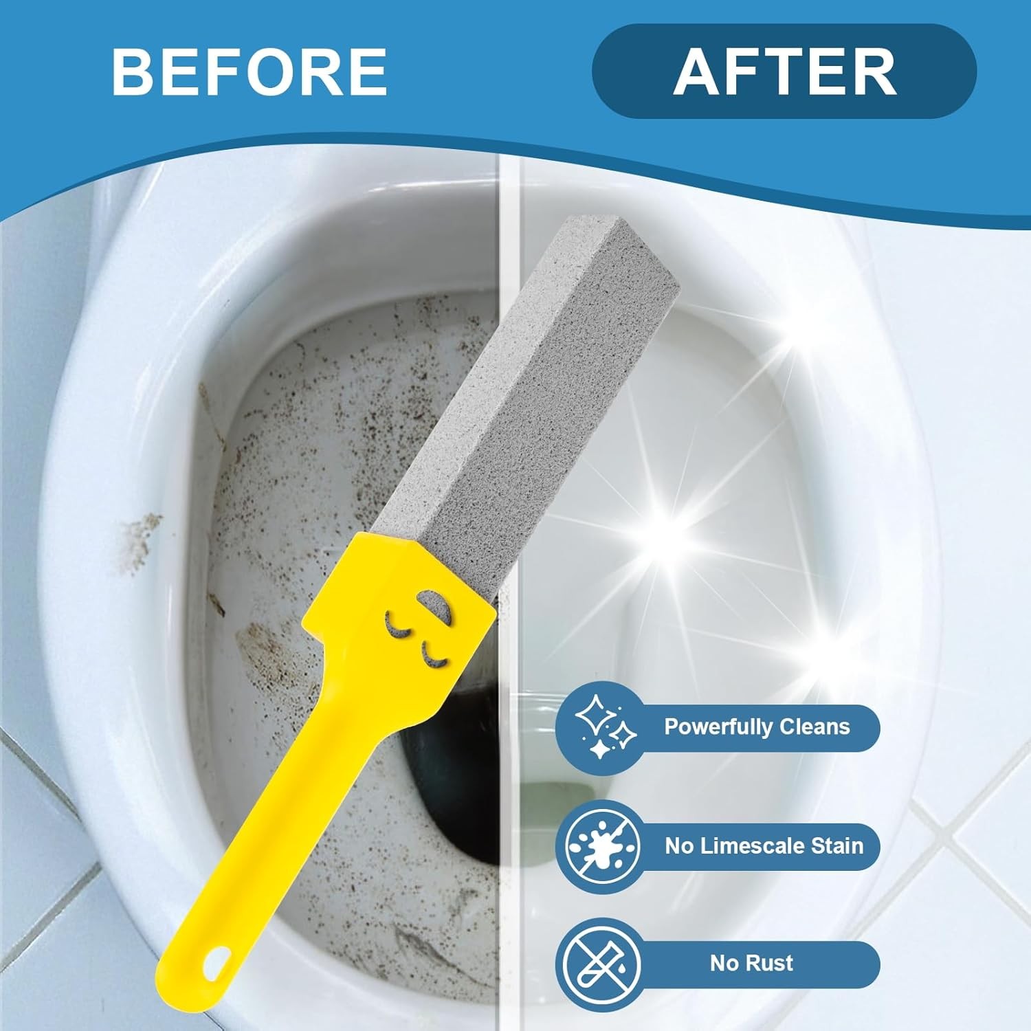 10 Pack Pumice Stone Toilet Bowl Cleaner Ring Remover Tool with 2 Handles