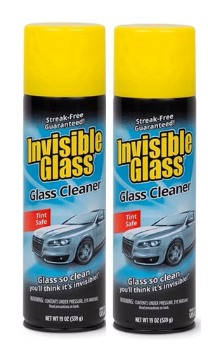 Invisible Glass Aerosol Glass Cleaner Spray Streak Free Tint Safe 19oz 2 Pack