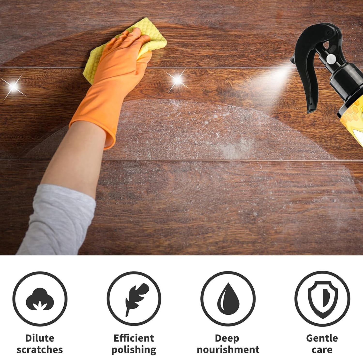 Natural Beeswax Care Spray & Restorer, Wood Cleaner, Furniture Polish for Floor