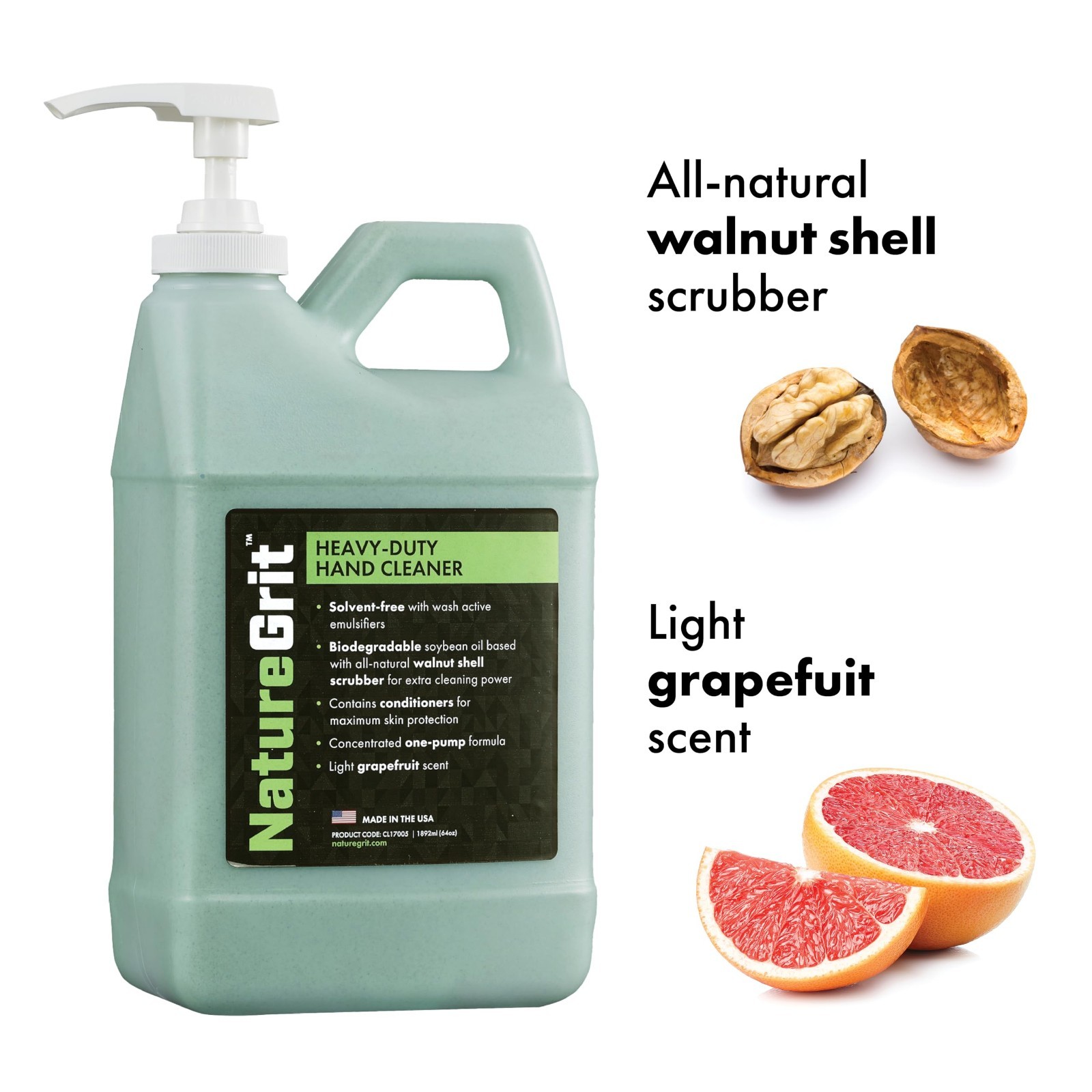 Heavy Duty Industrial Hand Cleaner Pump – Walnut Shell Skin Conditioner for Mech