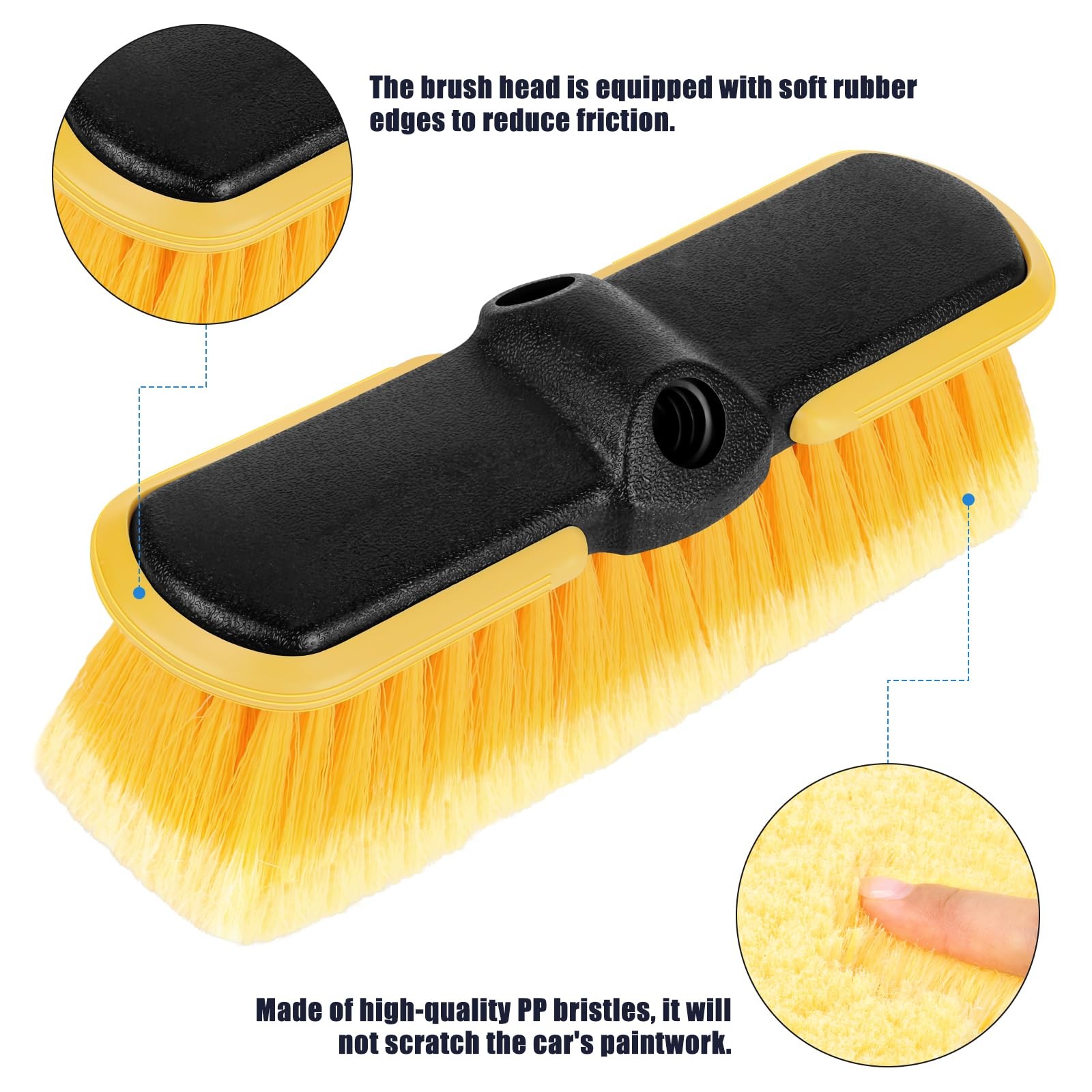 10 Inch Car Wash Brush Head, Scrub Brush Attachment for Long Handle Extension…
