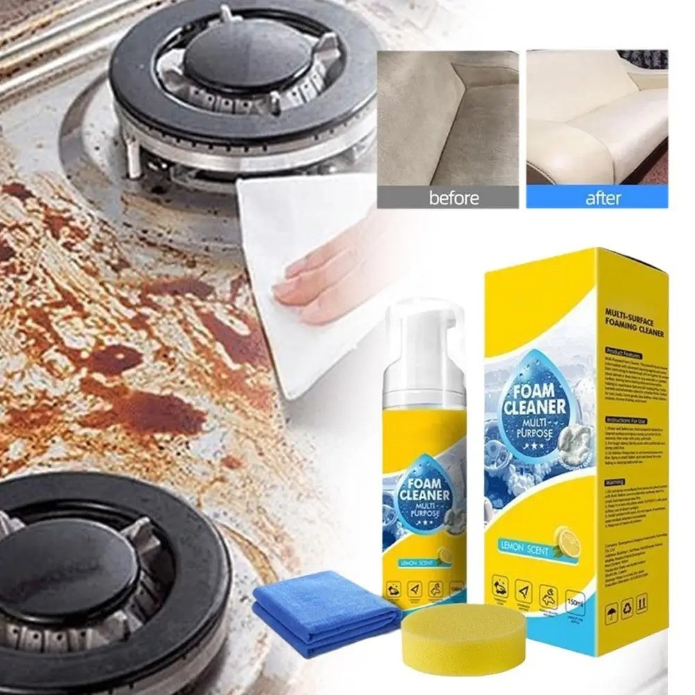 4-in-1 Multi-Enzyme Foam Cleaner, All-Purpose Spray 5oz with Sponge & Towel USA