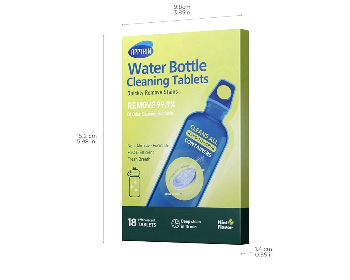 Water Bottle Cleaning Tablets, 18 Pack Bottle Clean Tablet 4 PACK (72 Tabs)