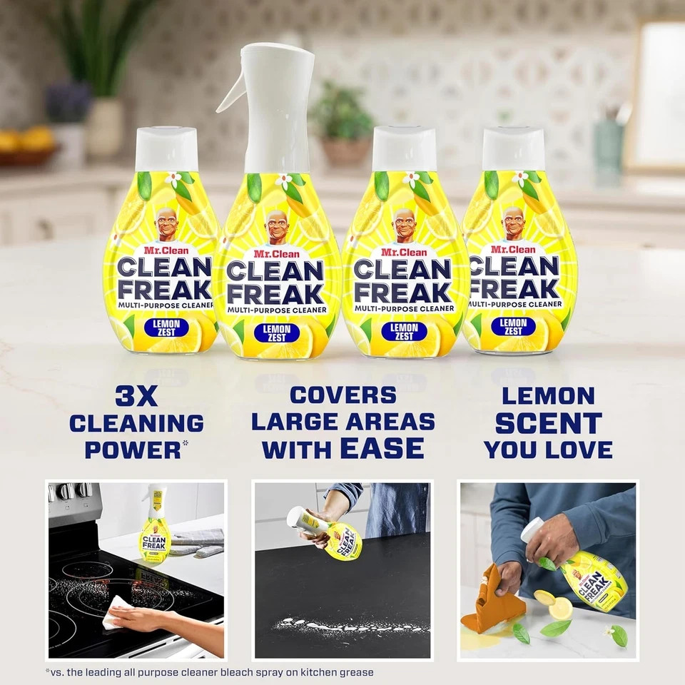 Mr Clean Clean Freak Multi Surface Cleaner Spray Pack of 4 Lemon Zest 16 Fl Oz