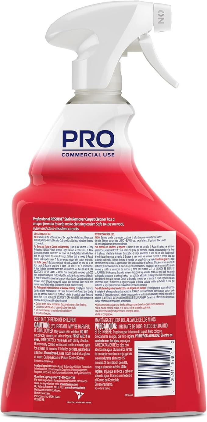 Resolve Professional Strength Spot & Stain Carpet Cleaner, Red, 32 Fl Oz 1 Pack