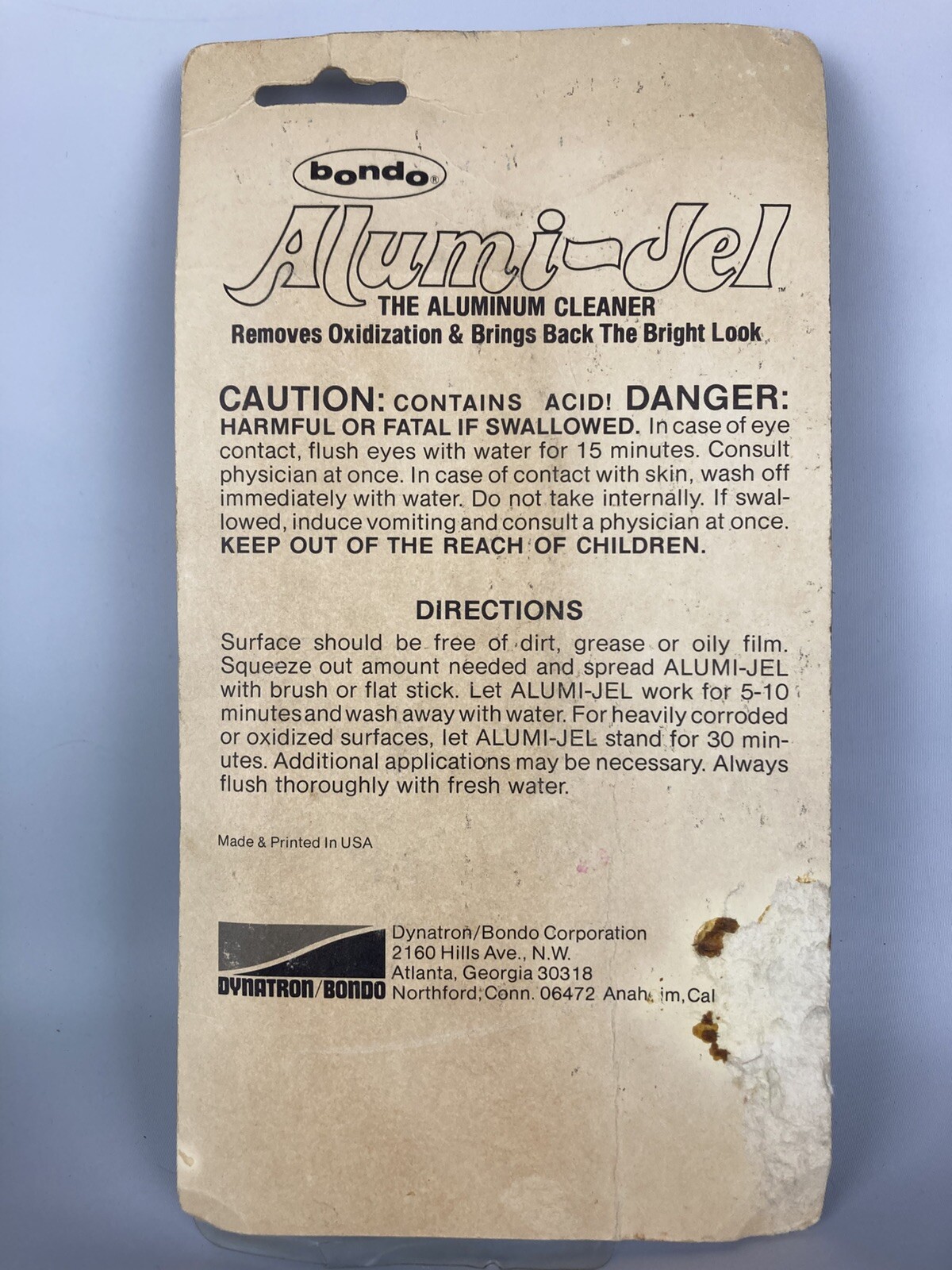 Bondo Alumi-Jel Aluminum Cleaner 4oz Vintage NOS
