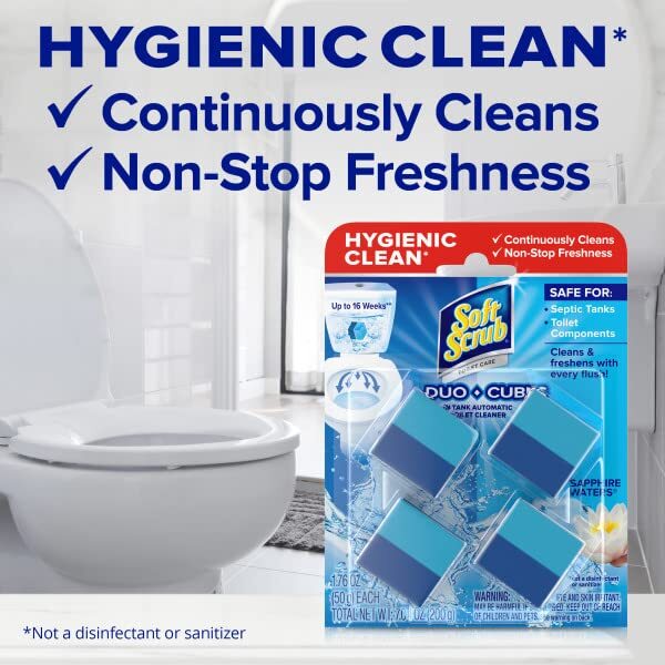 Soft Scrub Tank Toilet Cleaner Duo-Cubes Flush Ring lime Sapphire Waters 7 PK