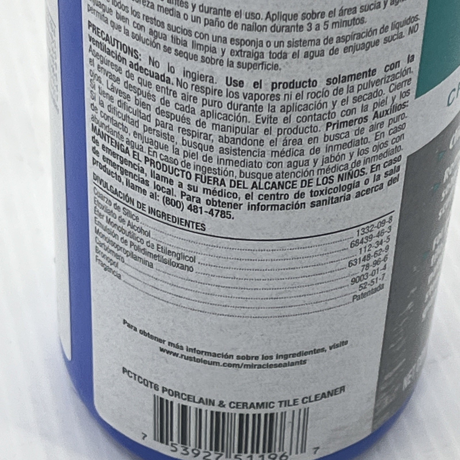 Rust-oleum Miracle Sealants Porcelain & Ceramic Tile Cleaner PCTCQT6. {24}.