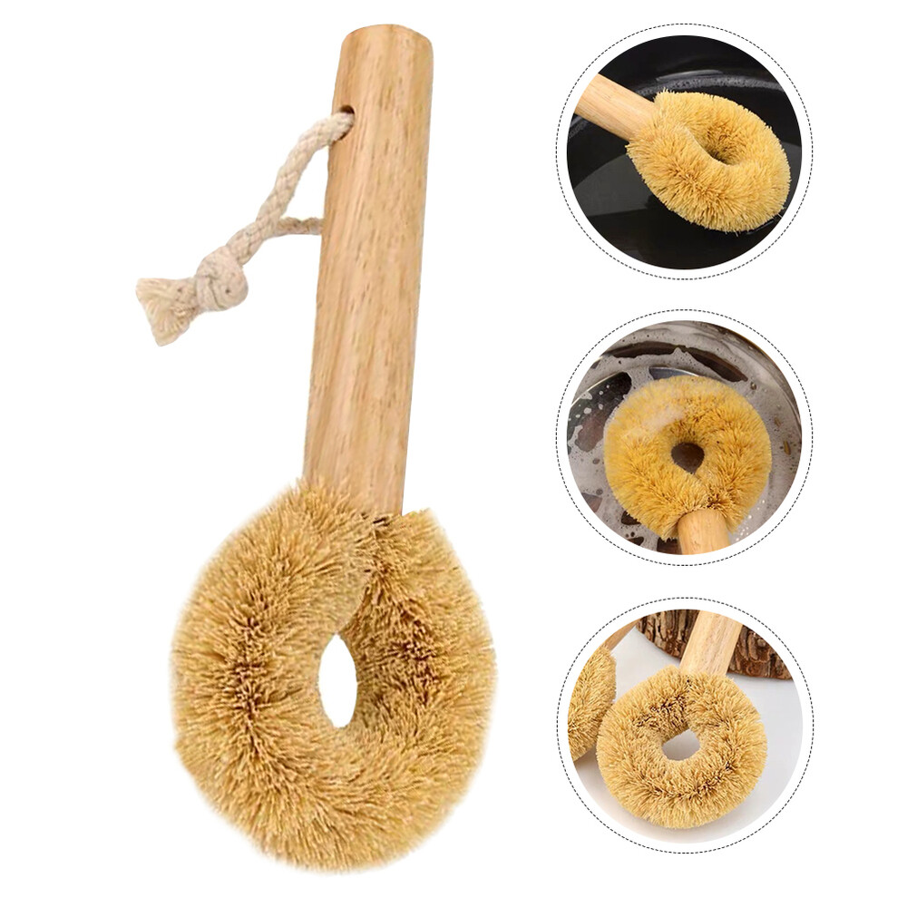 1PC Pan Brushes with Wood Handle Natural Pot Brushes Practical Wooden Dish Brush