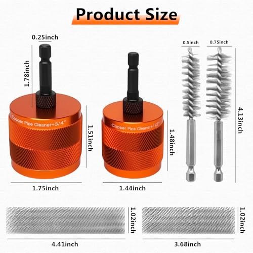 “Drill Pipe Cleaner Set – 1/2″ & 3/4″ Brushes, Hex Shank, Rust & Stain Remover”
