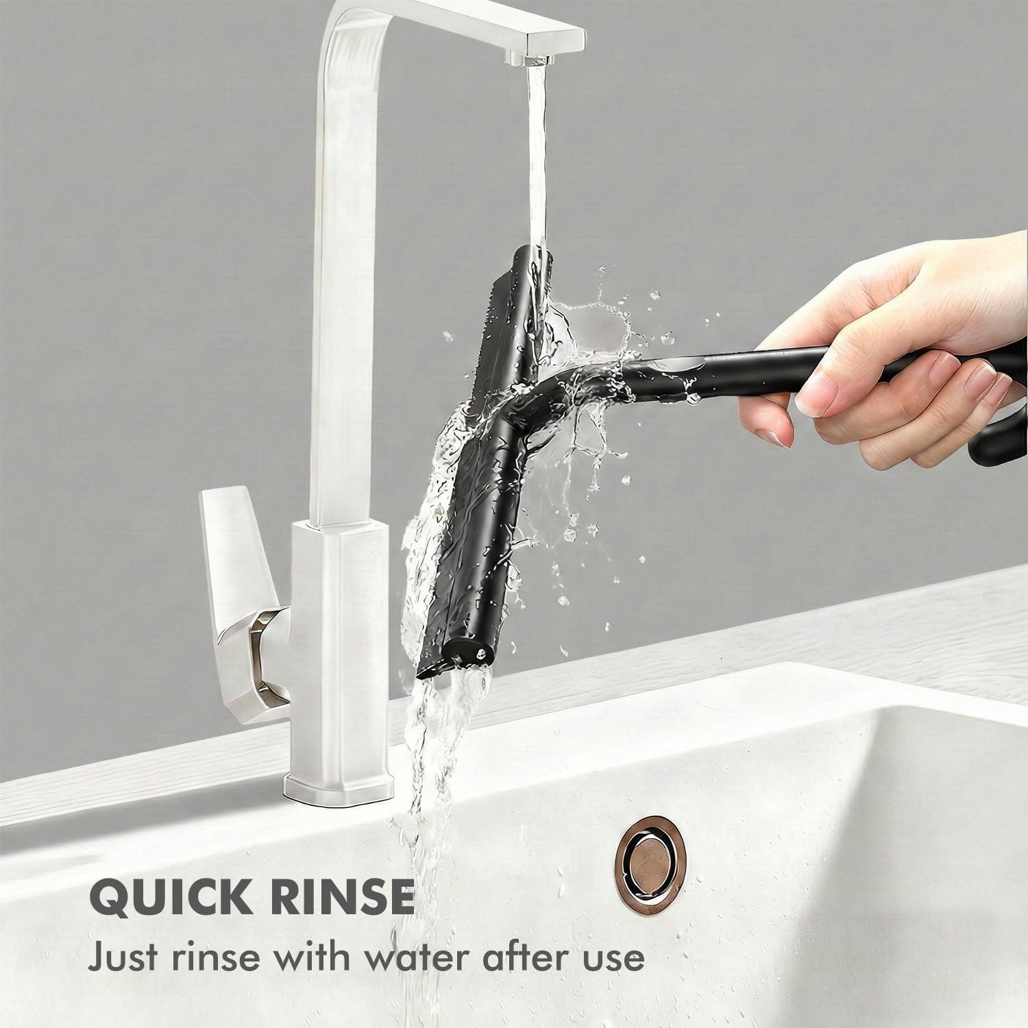 All-in-Silicone Shower Squeegee with Built-in Large Hook, 145° Ergonomic Hand…