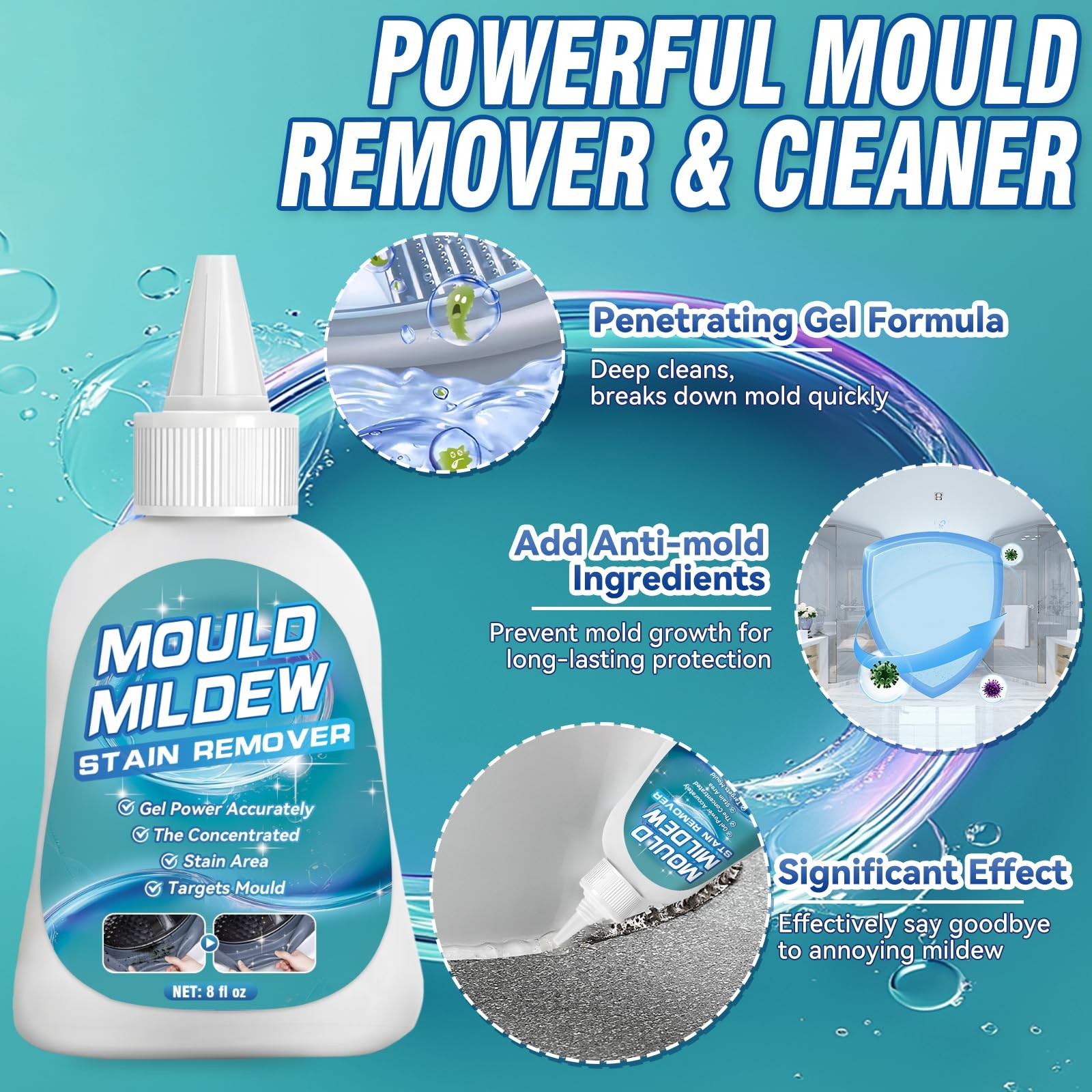 Home Stain Remover Gel, 8 Fl Oz Heavy Duty Stain Cleaner for Washing Machine …