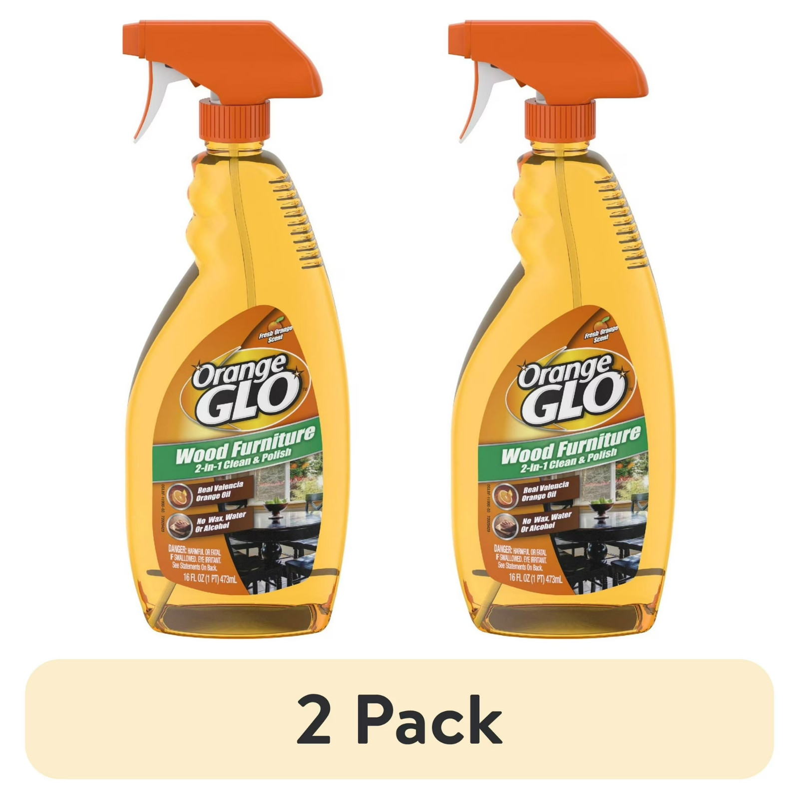 Orange GLO 16 oz. Wood Furniture 2-in-1 Clean Polish Spray (2-Pack)