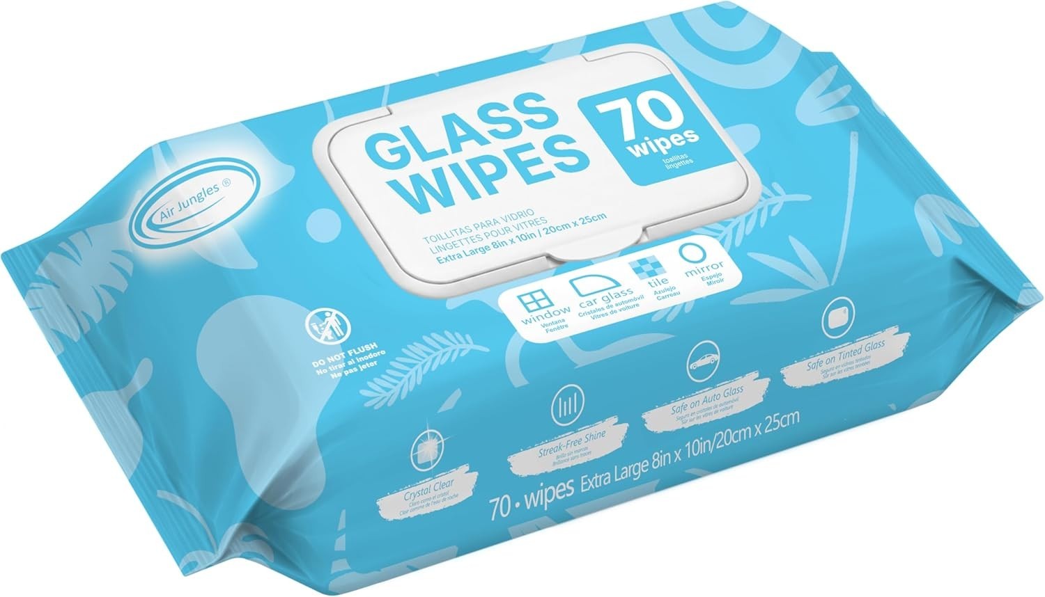 Glass & Window Cleaner Wipes 70 Count, XL 8×10 Inch | Ammonia-Free, Streak-Fr…