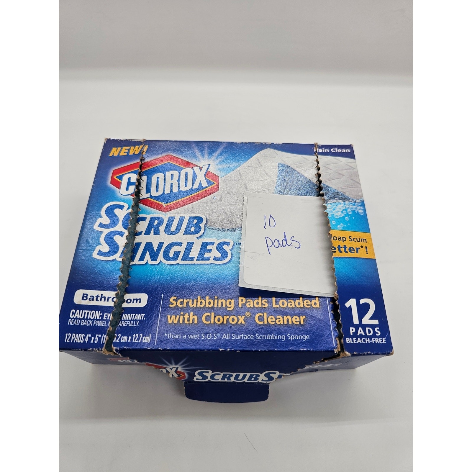 Clorox Scrub Singles Cleans Soap Scum for Bathroom (10 Pads) OPEN BOX