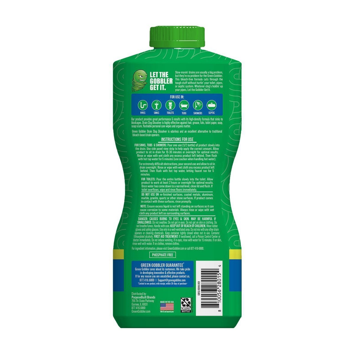 Green Gobbler Unscented Drain Clog Dissolver – 31 fl oz: Liquid Gel,Paraben-Free