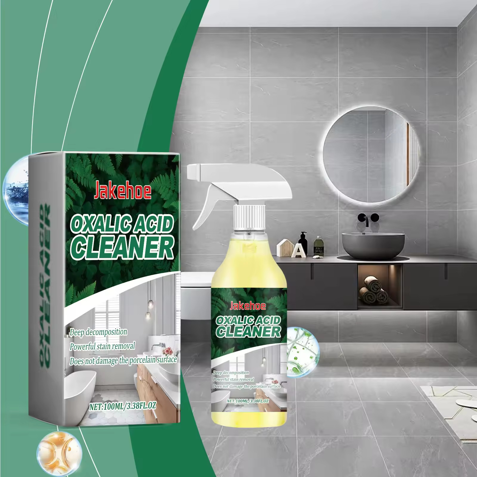 1~3 Pack Ox-alic Acid Cleaner Spray, Powerful Stain Removal for Toilet Bathroom