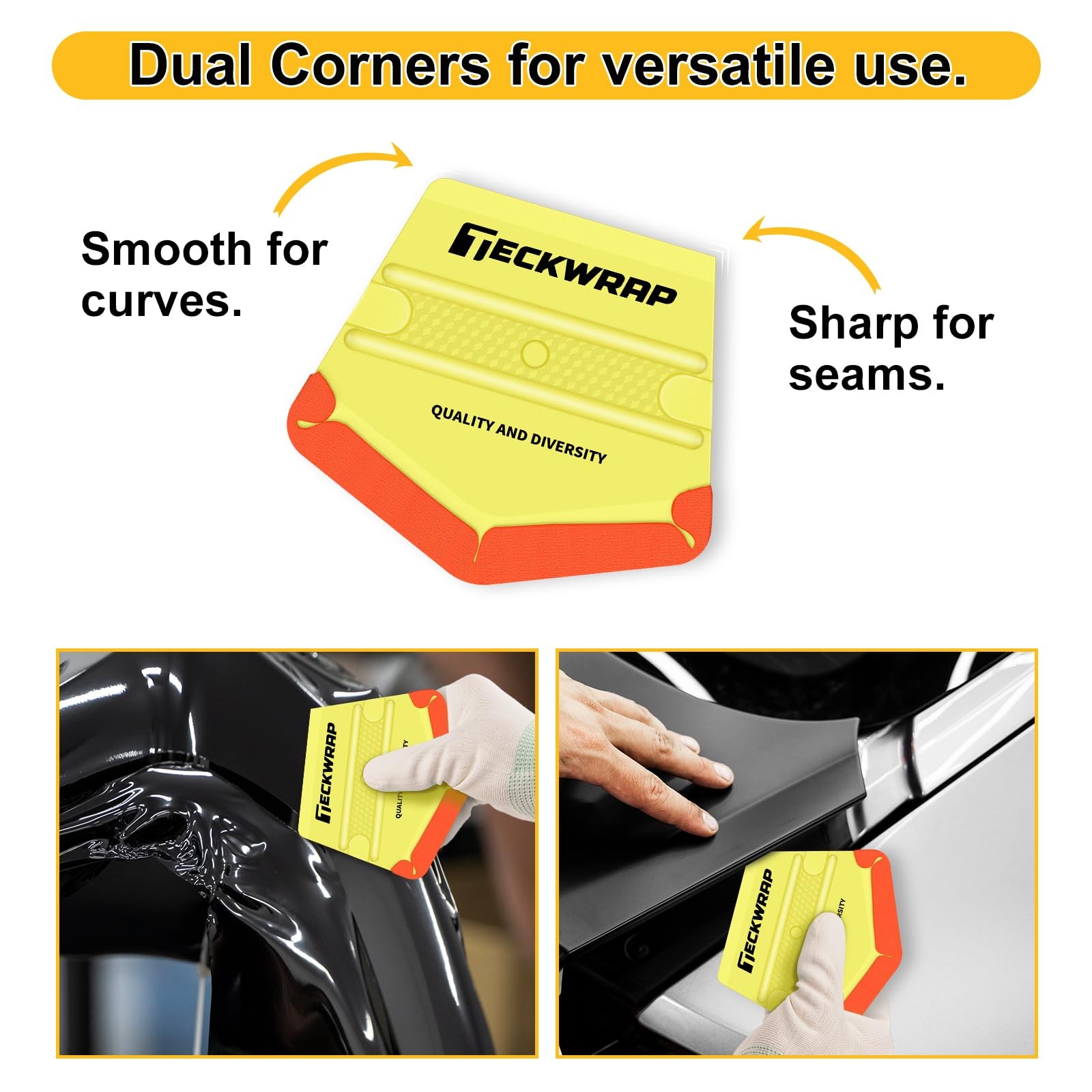 TECKWRAP Felt Edge Squeegee for Vinyl Wrap, Car PPF, Decal 4pcs Yellow