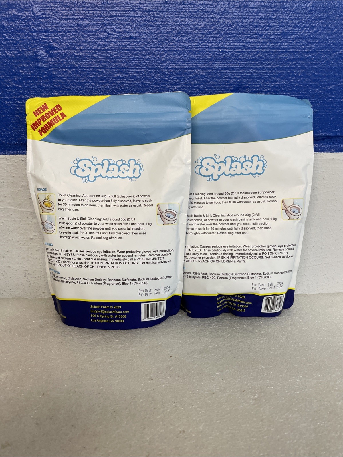 Splash Advanced Cleaning 350g 12.35oz Toilet Bowl Cleaner Powder 02/26 Lot Of 2