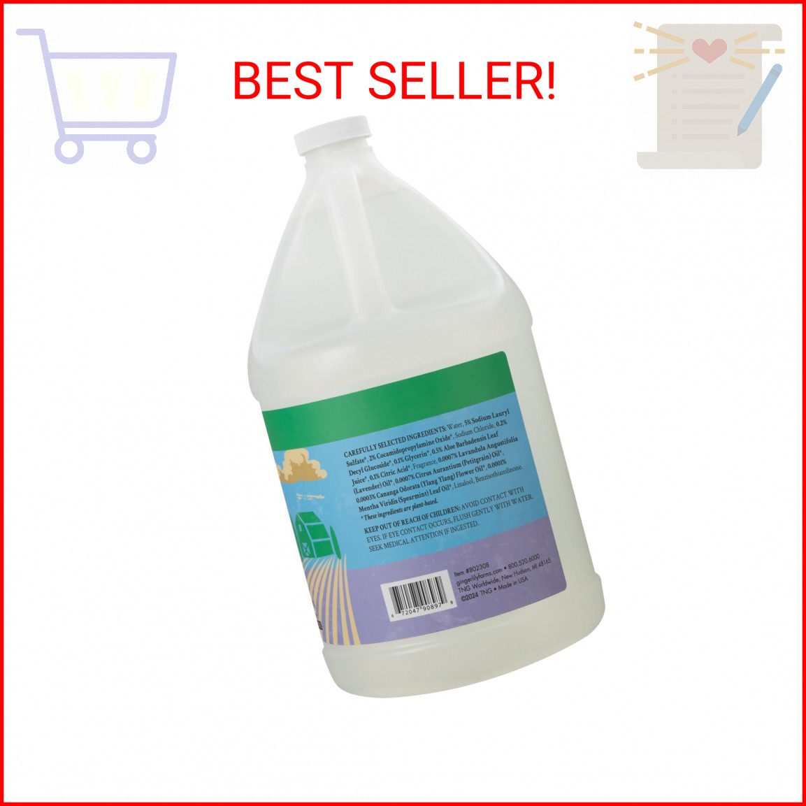 Ginger Lily Farms Botanicals Plant-Based Liquid Dish Soap, Concentrated Formula